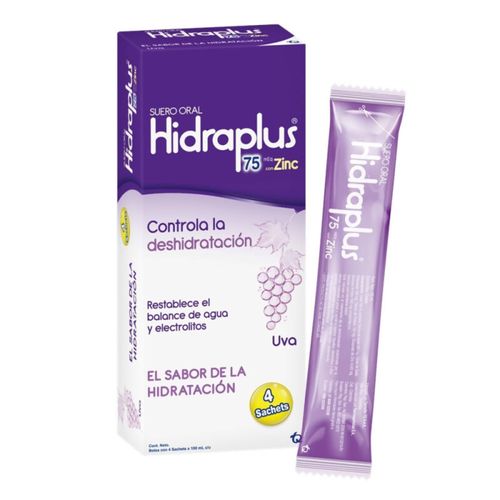 Hidraplus 75 Meq + Zinc Uva Caja X 4 Sachets Tq Eticos Tq