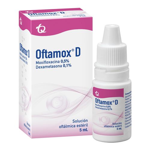 Oftamox D Dexametasona 1% Moxifloxacino 5% Frasco X 5 Ml Gotas Solución Tecnoquímicas