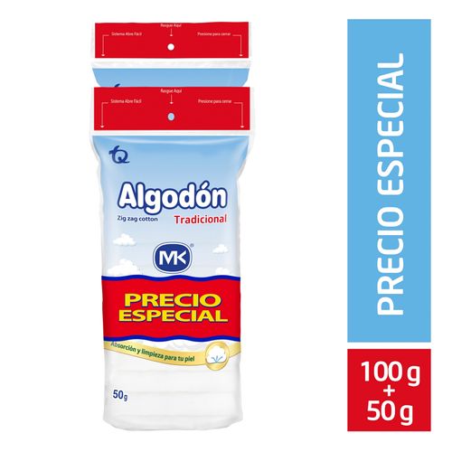 Algodón Zig Zag Mk Bolsa X 150 Gr Pague 100 Lleve 150 Tecnoquímicas