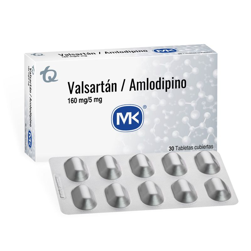 Valsartán amlodipino 160/5 mg caja 30 tabletas
