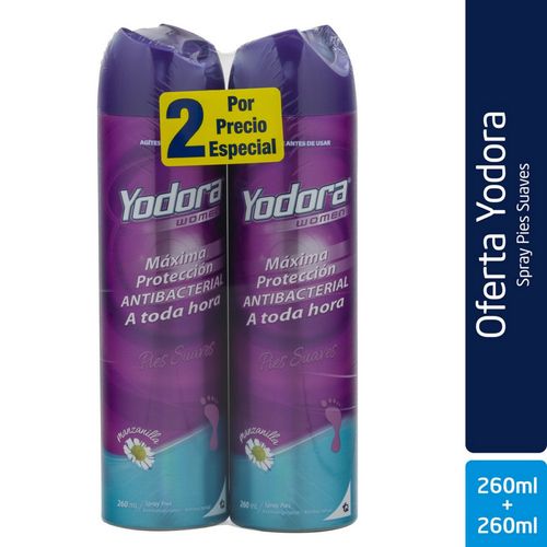 Desodorante Yodora Aerosol Pies Suav Women 2 Unidades 260 Ml Precio Especial Tecnoquímicas