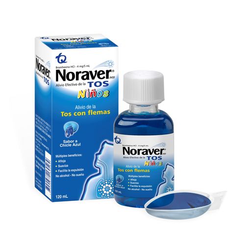 Noraver Tos Pediátrico Sabor Chicle Jarabe X 120 Tecnoquímicas
