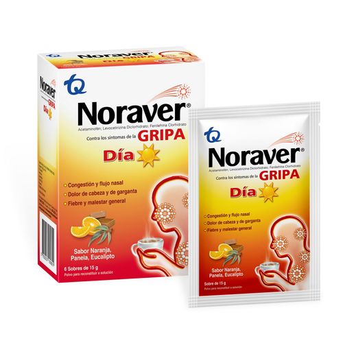 Noraver Gripa Bebida Día Caja X 6 Sobres Polvo Tecnoquímicas