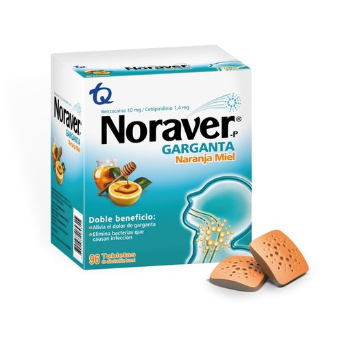 Noraver Garganta Naranja Miel Caja X 96 Masticable Tecnoquímicas