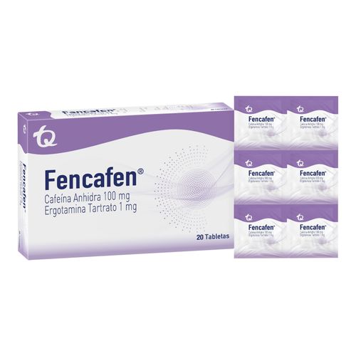 Fencafen Cafeína Anhidra 100 Mg Ergotamina Tartrato 1 Mg Caja X 20 Tabletas Tecnoquímicas