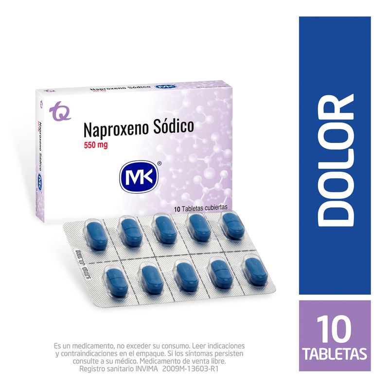 Naproxeno 550 Mg Caja X 10 Tabletas Mk