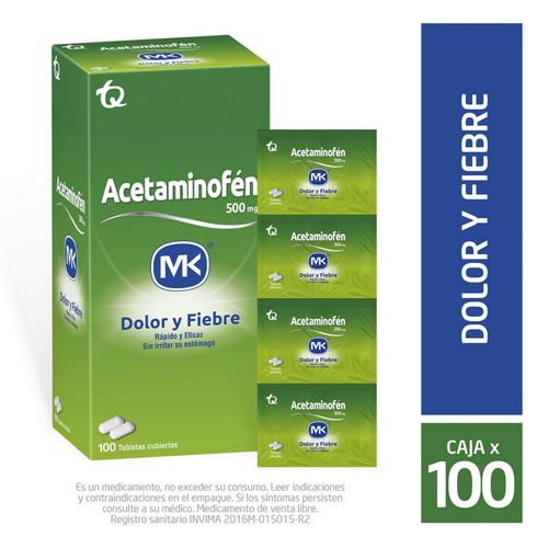 Acetaminofén Mk 500 Mg Caja X 100 Tabletas Tecnoquímicas