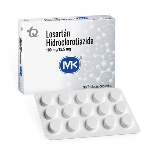 Losartan Hidroclorotiazida Mk 100/12.5 Mg Caja X 30 Tabletas Tecnoquímicas