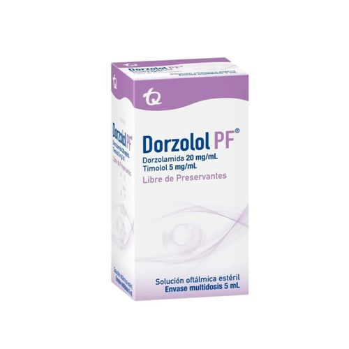 Dorzolol Pf Dorzolamida Clorhidrato 20 Mg + Timolol Maleato 5 Mg Solución Oftálmica Frasco X 5 Ml Tq Oftalmológicos