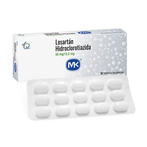 Losartan Hidroclorotiazida 50/12.5 Mg Caja X 30 Tabletas Mk