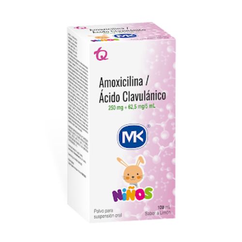Amoxicilina Ácido Clavulánico 250/62.5 Mg Frasco X 100 Ml Suspensión Mk