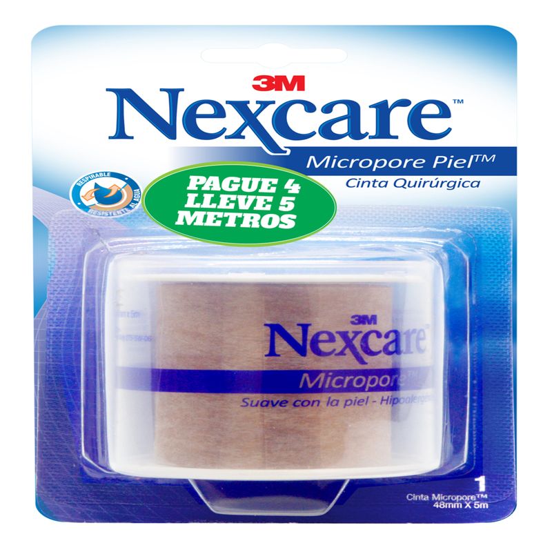 micropore-piel-nexcare-48x-pague-4-mtrs-lleve-5-mtrs-3m