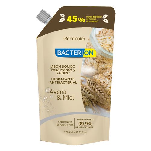 Jabón Líquido Antibacterial Bacterion Avena Doypack X 1000 Ml Recamier