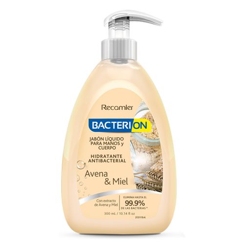 Jabón Líquido Antibacterial Bacterion Avena Frasco X 300 Ml Recamier
