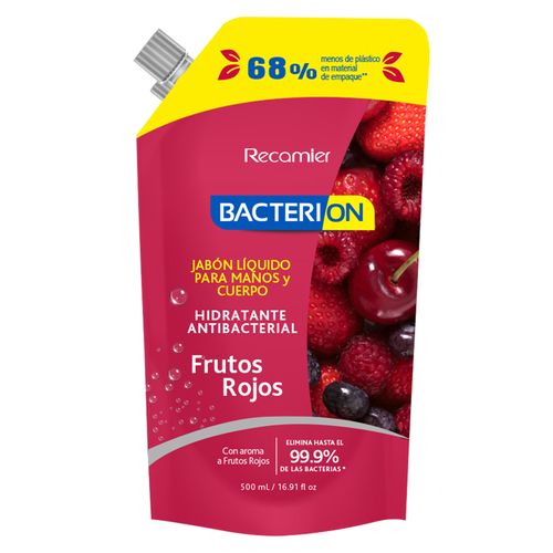 Jabón Líquido Antibacterial Bacterion Frutos Rojos Doypack 500 X Ml Recamier