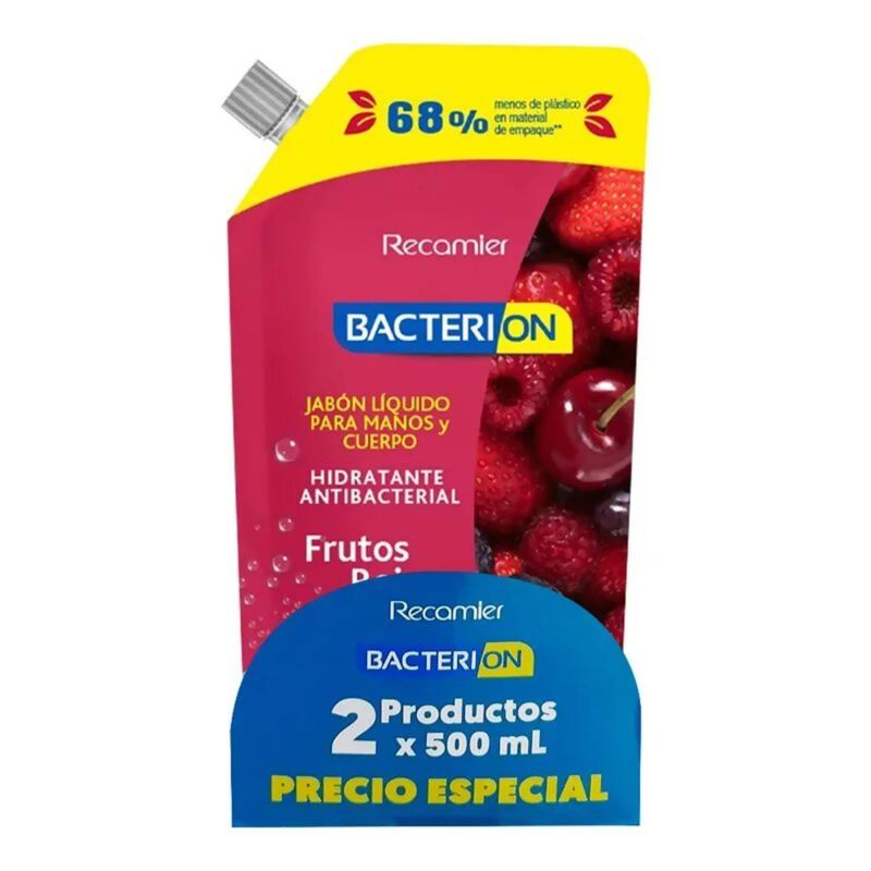 Bacterion Frutos Rojos Jabón x2 500 Ml