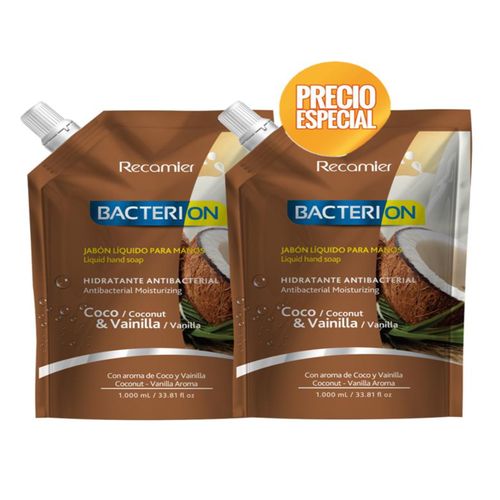 Jabón Líquido Antibacterial Bacterion Coco 2 Doypack X 1000 Ml Precio Especial Recamier
