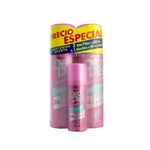 Desodorante Deo Pies Mujer Spray 260Ml 2Unidades + Deo Pies 50Ml Precio Especial Recamier