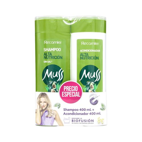 Shampoo Muss Nutrición + Acondicionador Frasco X 400 Ml Precio Especial Recamier