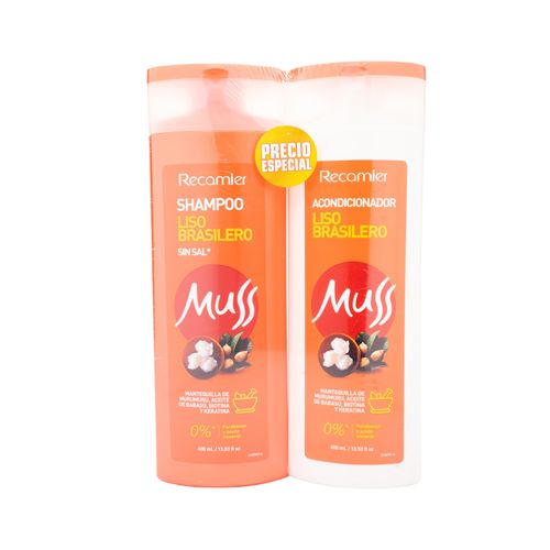 Shampoo Muss Lisos + Acondicionador Frasco X 400 Ml Precio Especial Recamier