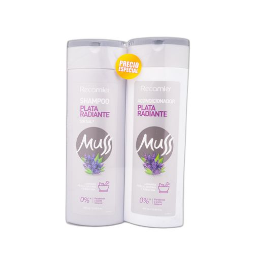 Shampoo Muss Plata + Acondicionador Frasco X 400 Ml Precio Especial Recamier