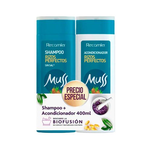 Shampoo Muss Rizos + Acondicionador Frasco X 400 Ml Precio Especial Recamier