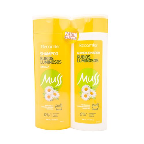 Shampoo Muss Rubios + Acondicionador Frasco X 400 Ml Precio Especial Recamier