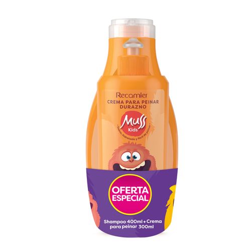 Shampoo Muss Kids Durazno + Crema Para Peinar Frasco X 300 Ml Recamier