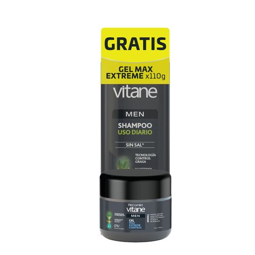 Shampoo Vitane Uso Diario Hombre Frasco X 400 Gratis Gel 110Ml Recamier