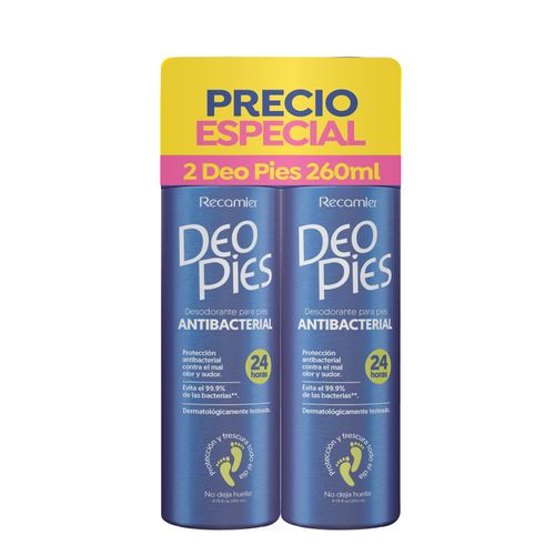 Desodorante Deo Pies Antibacterial Spray 260 Ml 2 Unidades Precio Especial Recamier