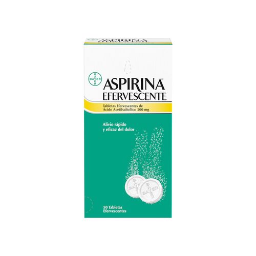 Aspirina Ácido Acetil Salicílico 500 Mg Caja X 50 Tabletas Efervescente Bayer