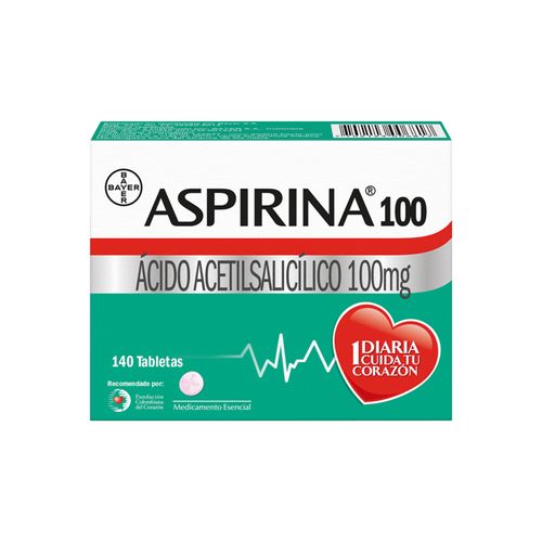 Aspirina Ácido Acetil Salicílico 100 Mg Caja X 140 Tabletas Bayer