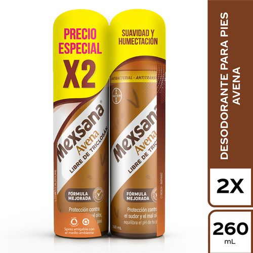 Talco Mexsana Spray Avena Antbacterial Frasco X 260 Ml 2 Und Precio Especial Bayer
