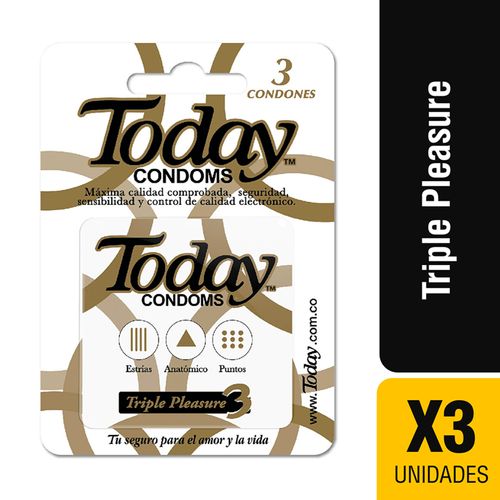 Preservativo Today Triple Pleasure Caja X 3 Unidades Gsk