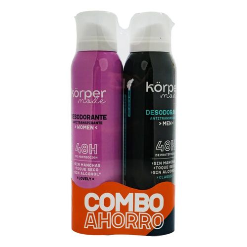 Desodorante Antitranspirante Korper Men-Women 150 Ml Pack 2