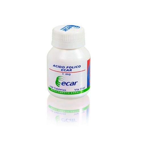 Ácido Fólico 1 Mg Frasco X 100 Tabletas Ecar