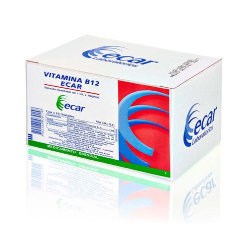 Vitamina B 12 Inyectable Caja X 25 Ampollas Ecar