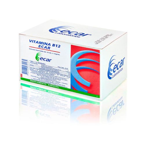 Vitamina B 12 Inyectable Caja X 12 Frasco X 10 Ml Ampollas Ecar