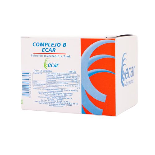 Complejo B Inyectbale 2 Ml Caja X 25 Ampollas Inyectable Ecar