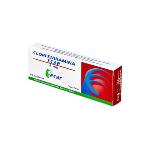 Clorfeniramina 4 Mg Caja X 20 Tabletas Ecar