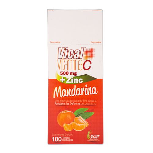 Vical Vitamina C Mandarina + Zinc 500 Mg Caja X 100 Tabletas Ecar