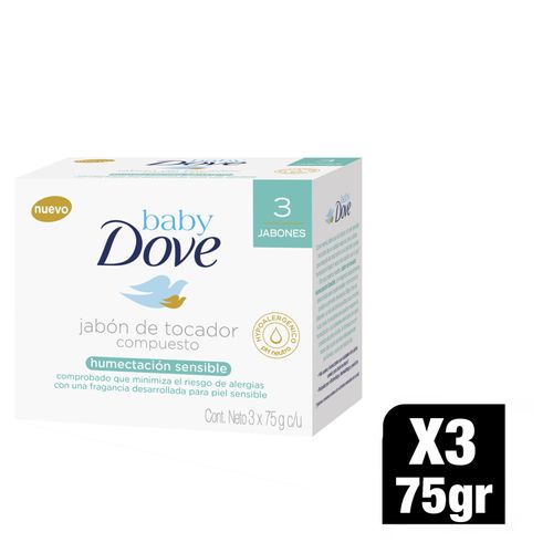 Dove Baby Humectante Sensible 75 Gr 3 Unidades Jabón Unilever