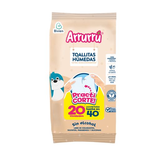 Toallitas Húmedas Arrurrú Extra Acolchadas Avena 20 Unidades Belleza Express