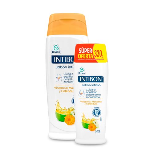 Jabón Íntimo Intibon Vinagre Manzana Caléndula 210 Ml + Intibon Jabón Belleza Express