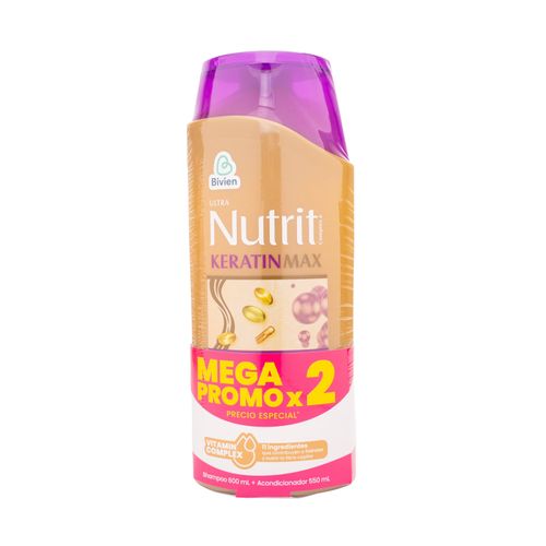 Shampoo Nutrit Keratinmax 600 Ml + Acondicionador 550 Precio Especial Belleza Express