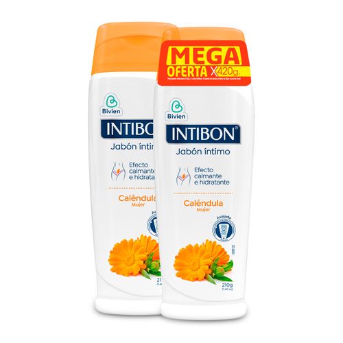 Jabón Íntimo Intibon Mujer Caléndula 2 Frscos 210 Gr Belleza Express