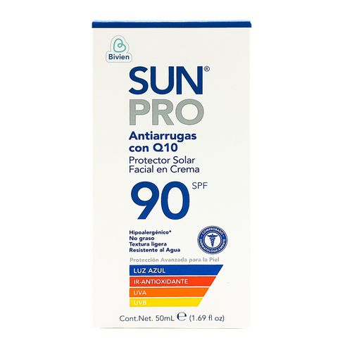 Protector Solar Sunpro Facial Crema Spf 90 Tubo X 50 Ml Belleza Express