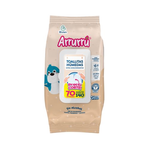 Toallitas Húmedas Arrurrú Extra Acolchadas Avena 70 Unidades Belleza Express