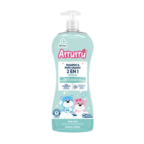 Shampoo Y Baño Líquido Arrurrú 2 En 1 Original 750Ml Belleza Express