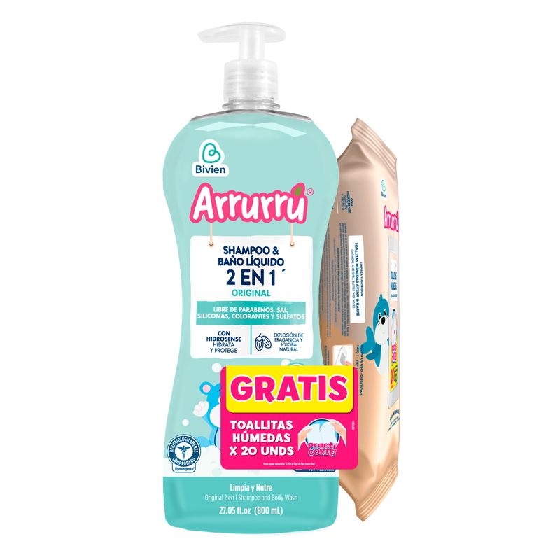 Champu Arrurru Orig 750Ml+Toallas Avena 20 Und